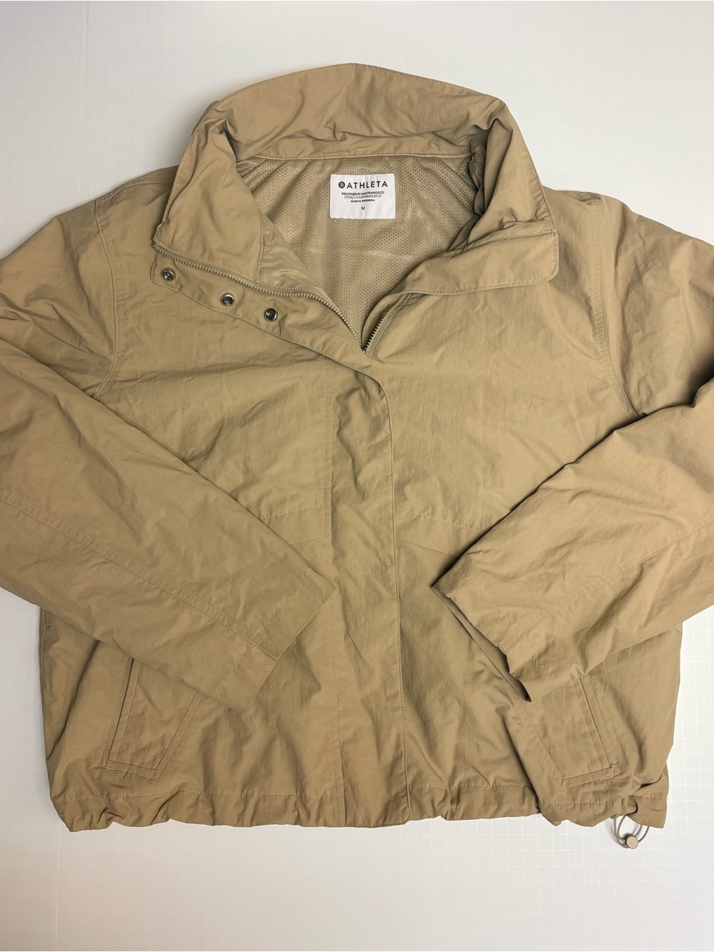 Athleta Women’s Khaki UtilityTan Lightweight Packable Bomber Jacket mesh vented